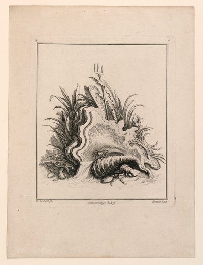 Wapenschild, uit "Recueil Nouveau de Differens Cartouche" door Jacques de Lajoüe