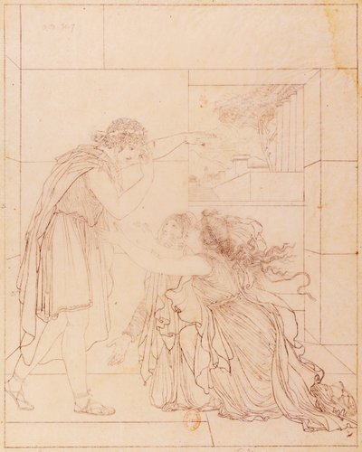 Andromaque aan de voeten van Pyrrhus, illustratie voor Andromaque door Jean Racine (door Jacques de Seve) door Jacques de Seve