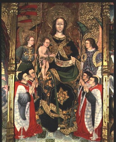 Madonna en kind, centraal paneel van het Paeria altaarstuk gewijd aan St. Michael door Jaime Ferrer II