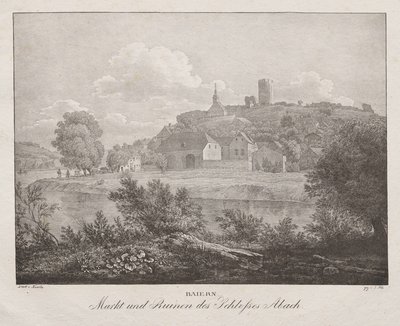 Beieren, Markt en Ruïnes van het Kasteel Abach door Jakob Alt