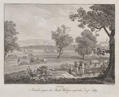 Hongarije, Uitzicht op de Stad Waitzen en het Dorp Telky door Jakob Alt