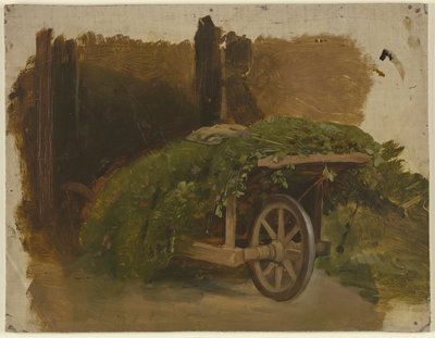 Kar beladen met gemaaid gras door Jakob Becker