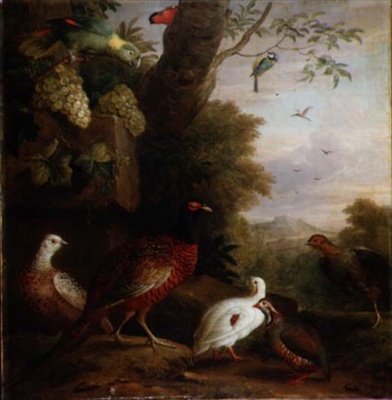 Vogels in een landschap door Jakob Bogdani or Bogdany