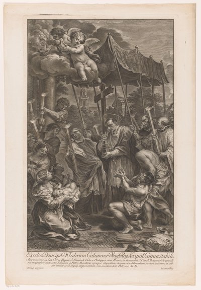 H. Carolus Borromeus draagt een crucifix langs slachtoffers van de pest door Jakob Frey (I)