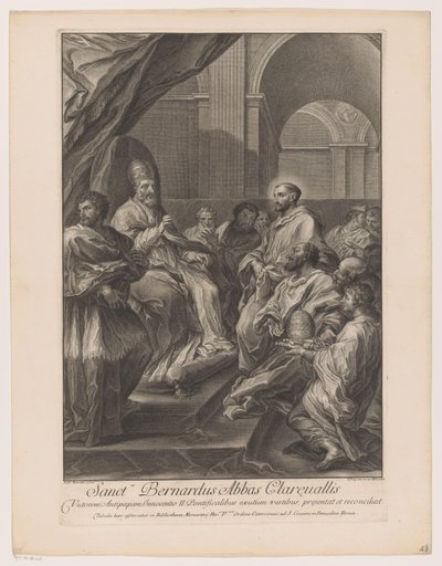 Heilige Bernardus van Clairvaux voor paus Innocentius II door Jakob Frey (I)