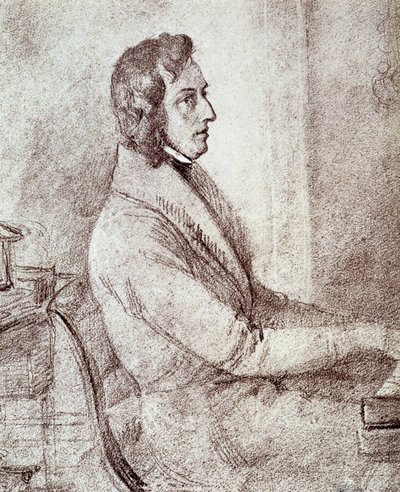 Portret van Frederick Chopin (1810-1849), Poolse componist door Jakob Götzenberger