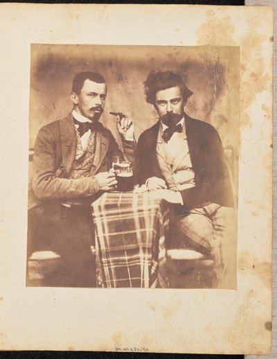 [Portret van twee mannen aan een tafel]. door Jakob Höflinger