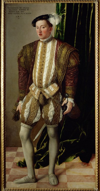 Aartshertog Ferdinand van Tirol, zoon van keizer Ferdinand I ... (schilderij op doek) door Jakob Seisenegger