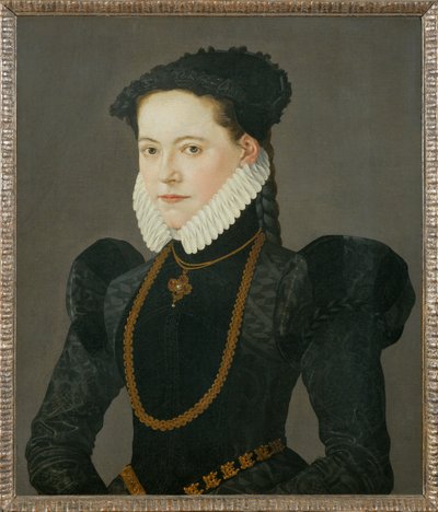Portret van de dochter van graaf Friedrich van Oettingen ... (schilderij op doek) door Jakob Seisenegger