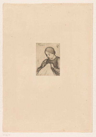 Portret van Malvina Dedeyn met handwerk door Jakob Smits