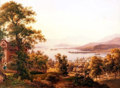 Een Uitzicht op Horgen aan het Meer van Zürich door Jakob Suter
