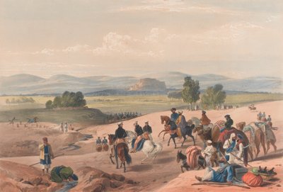 De benadering van het fort van Kwettah, ca. 1839 door James (after) Atkinson