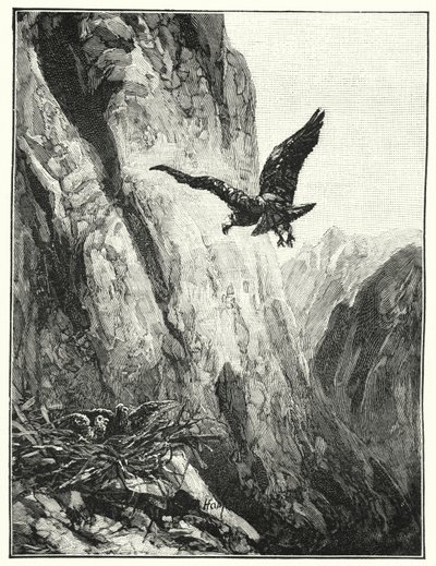 Adelaarsnest in de Sinaïberg (litho) door James (after) Clark
