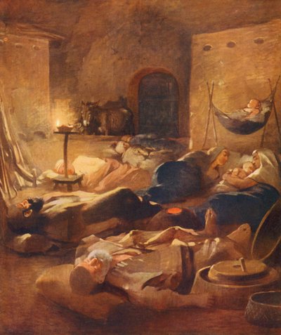 Heilig Land: Interieur van een Fellahheen huis 