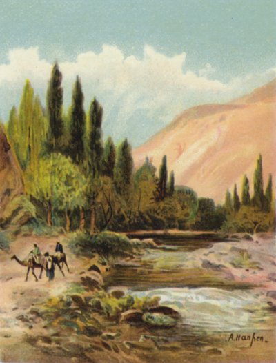 De Barada (Pharpar) rivier, nabij Damascus door James (after) Clark