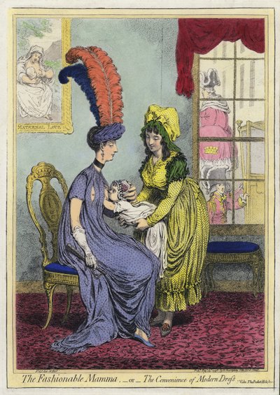 Borstvoeding, De Modieuze Moeder, of Het Gemak van Moderne Kleding door James (after) Gillray