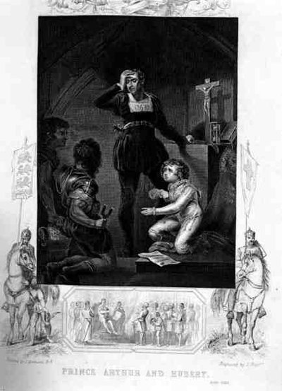 Prins Arthur en Hubert, in King John door William Shakespeare, gegraveerd door J. Rogers door James (after) Northcote