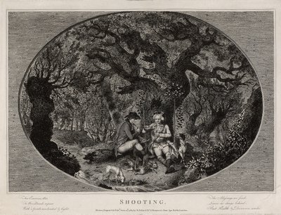 Schieten, gegraveerd door Robert Pollard (1755-1838), gepubliceerd in 1784 door James (after) Pollard