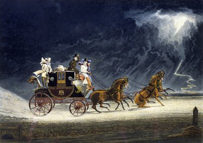 De Postkoets in een Onweersbui, gegraveerd door R.G. Reeve door James (after) Pollard
