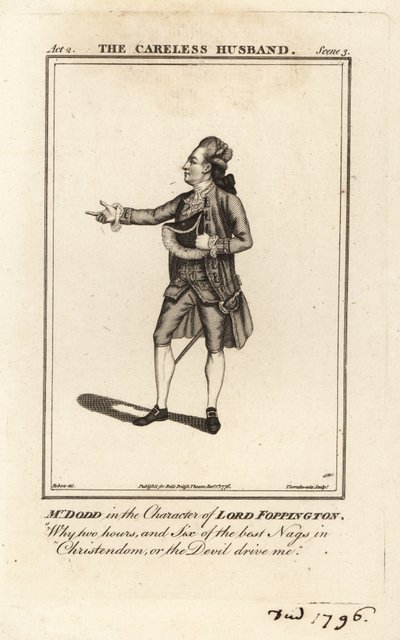 Mr. James William Dodd in de rol van Lord Foppington in Colley Cibber