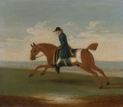 Kastanjebruin Renpaard Getraind door een Trainer in een Blauwe Jas door James (attr.) Seymour