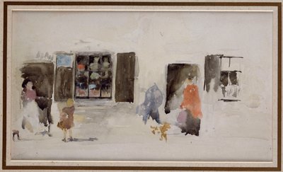 Een winkel in Bretagne met gesloten luiken door James Abbott McNeill Whistler