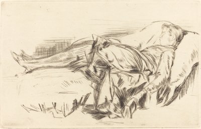 Een kind op een bank, nr. 2, ca. 1873-1875 door James Abbott McNeill Whistler