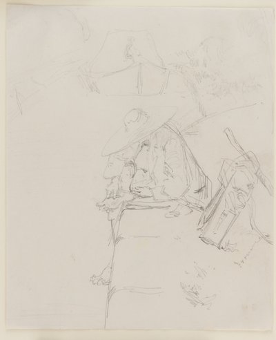 Een man zittend op de rand van een muur, 1858 door James Abbott McNeill Whistler