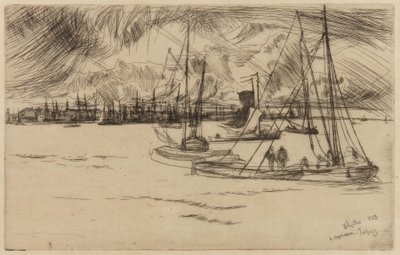 Amsterdam, vanaf het Tolhuis, 1863 door James Abbott McNeill Whistler