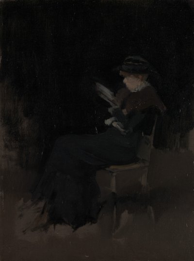 Arrangement in Zwart: Meisje Lezend door James Abbott McNeill Whistler