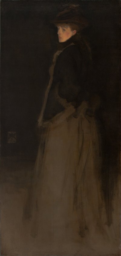 Schikking in Zwart en Bruin, de Bontjas door James Abbott McNeill Whistler
