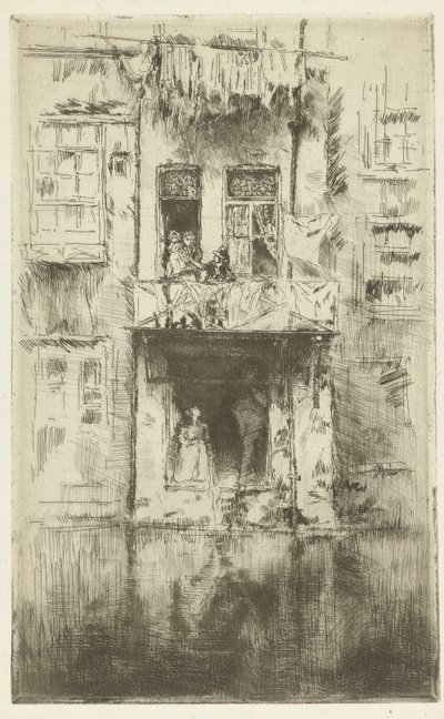 Balkon van een huis in Amsterdam door James Abbott McNeill Whistler