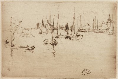 Aken, Dordrecht, 1884 door James Abbott McNeill Whistler