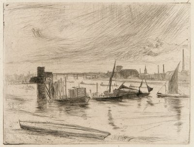 Battersea Dageraad Cadogan Pier, 1861 door James Abbott McNeill Whistler