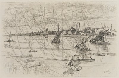 Battersea Reach, 1863 door James Abbott McNeill Whistler