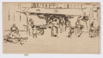 Kraam, Marktplein, Loches door James Abbott McNeill Whistler