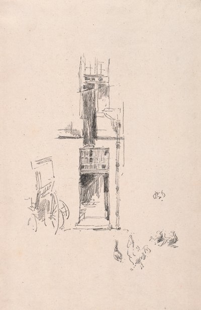 Hanengevechten en kippen, Hotel Colbert, 1891 door James Abbott McNeill Whistler
