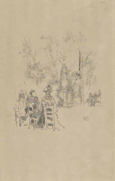 Gesprek onder het standbeeld, Luxemburgse Tuinen door James Abbott McNeill Whistler