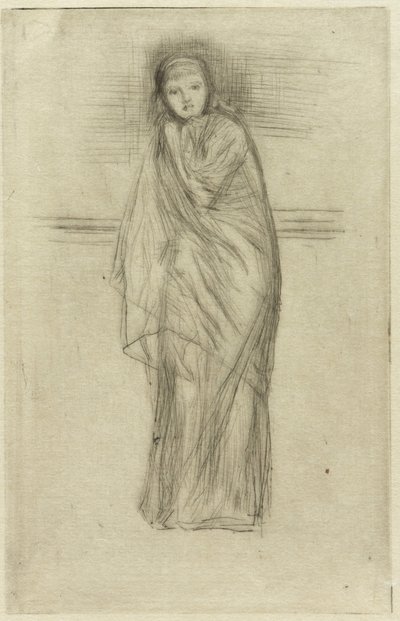 Gekleed Model, 1870 door James Abbott McNeill Whistler