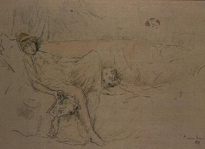 Gehulde figuur liggend door James Abbott McNeill Whistler