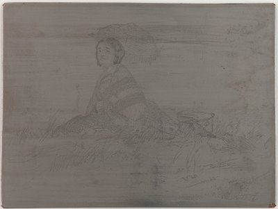 En Plein Soleil. Ongedrukte plaat uit Twaalf Etsen uit de Natuur De Franse Set door James Abbott McNeill Whistler