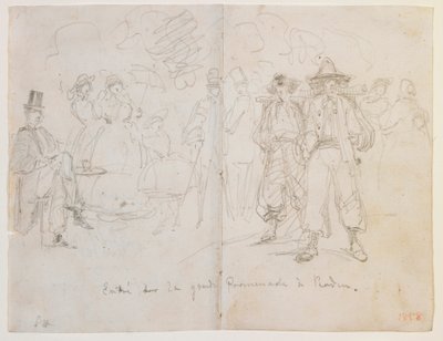 Entree op de Grote Promenade in Baden, 1858 door James Abbott McNeill Whistler