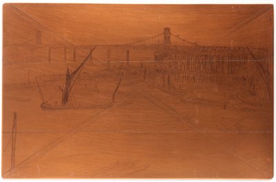 Etsplaat: Oude Hungerford Brug door James Abbott McNeill Whistler