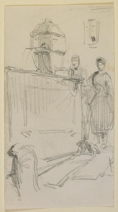 Figuren bij een fontein door James Abbott McNeill Whistler