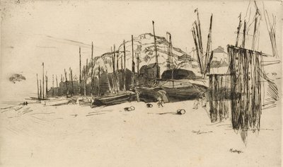 Vissersboten, Hastings, 1877 door James Abbott McNeill Whistler