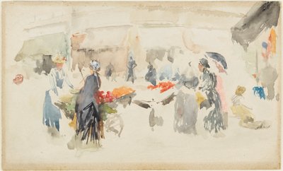 Bloemenmarkt – Dieppe door James Abbott McNeill Whistler