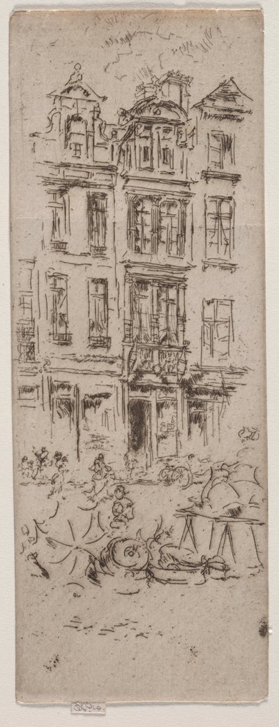 Bloemenmarkt, Brussel door James Abbott McNeill Whistler