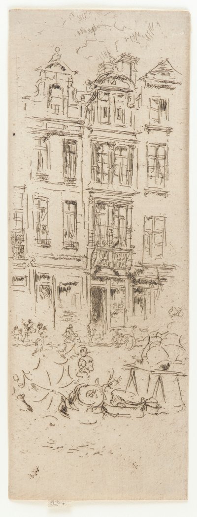 Bloemenmarkt, Brussel, 1887 door James Abbott McNeill Whistler
