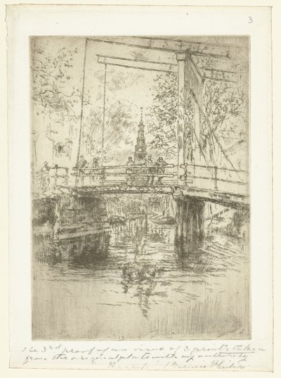 Kleine ophaalbrug in Amsterdam door James Abbott McNeill Whistler