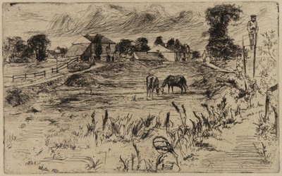 Landschap met paarden door James Abbott McNeill Whistler